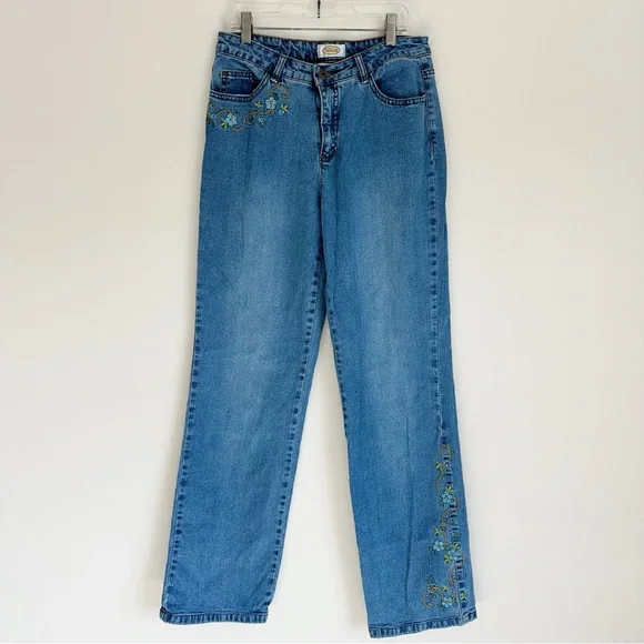 Talbots Jeans Talbots Womens Floral Embroidered Stretch Denim